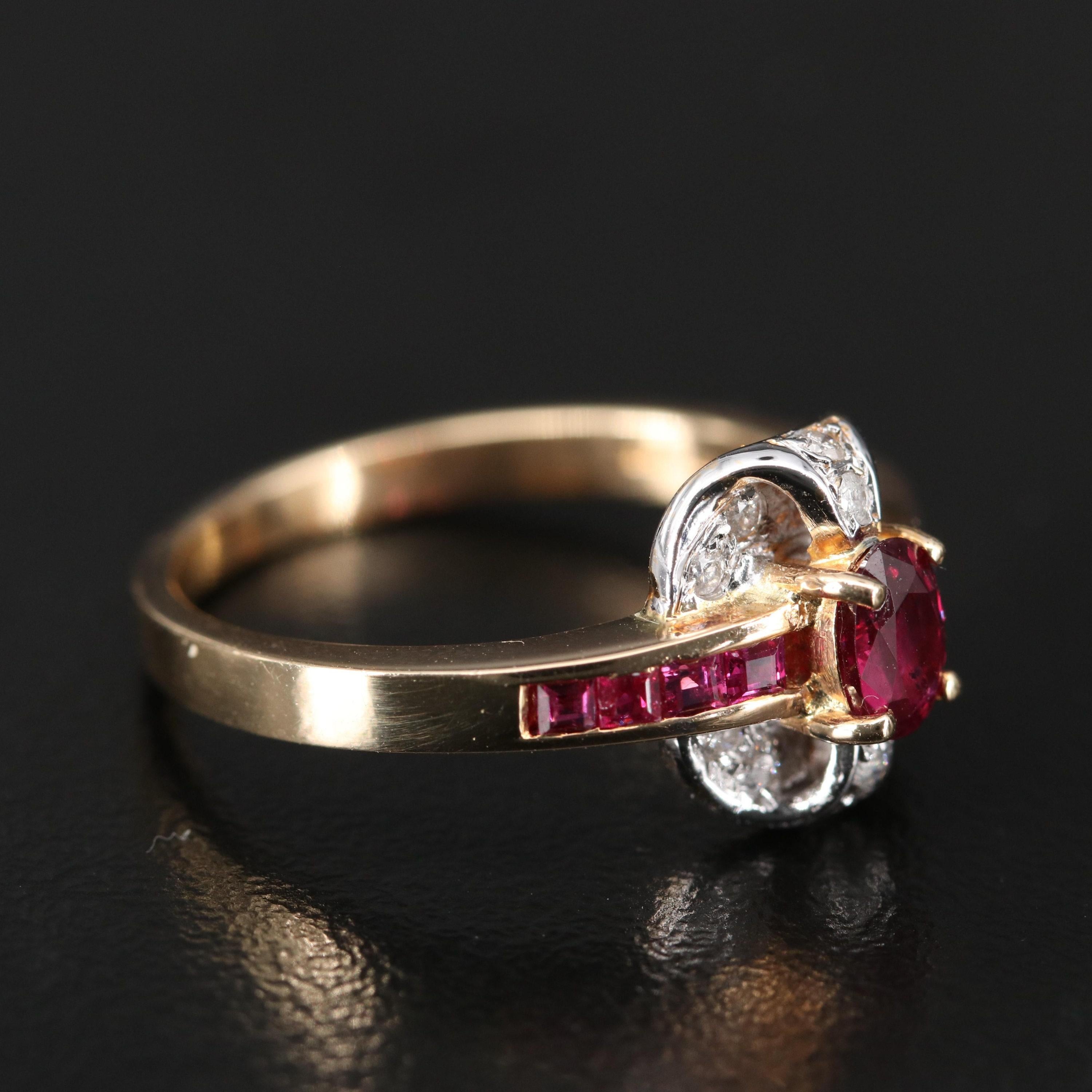 For Sale:  Oval Cut Ruby Diamond Engagement Ring, Victorian Ruby Yellow Gold Wedding Ring 3