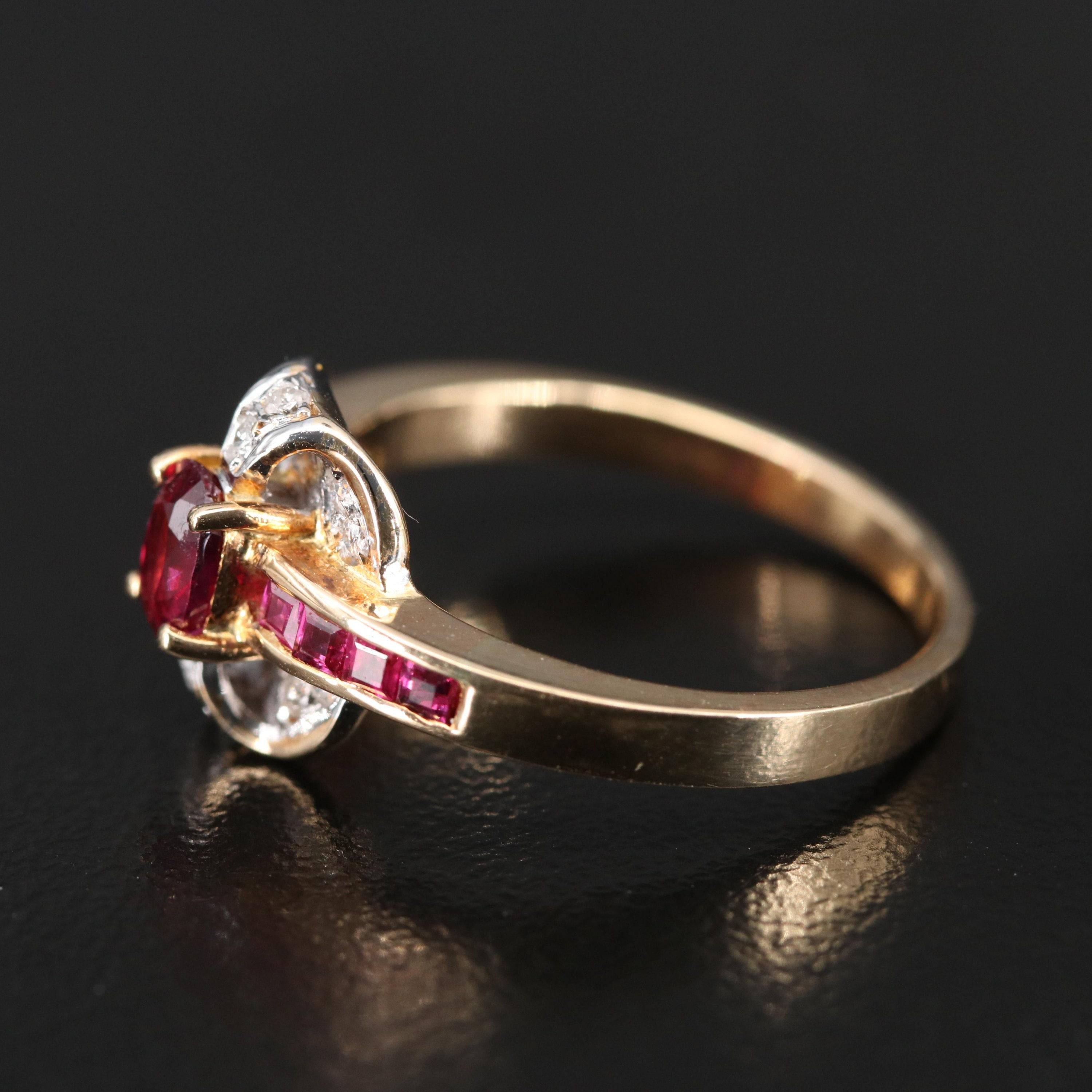 For Sale:  Oval Cut Ruby Diamond Engagement Ring, Victorian Ruby Yellow Gold Wedding Ring 4