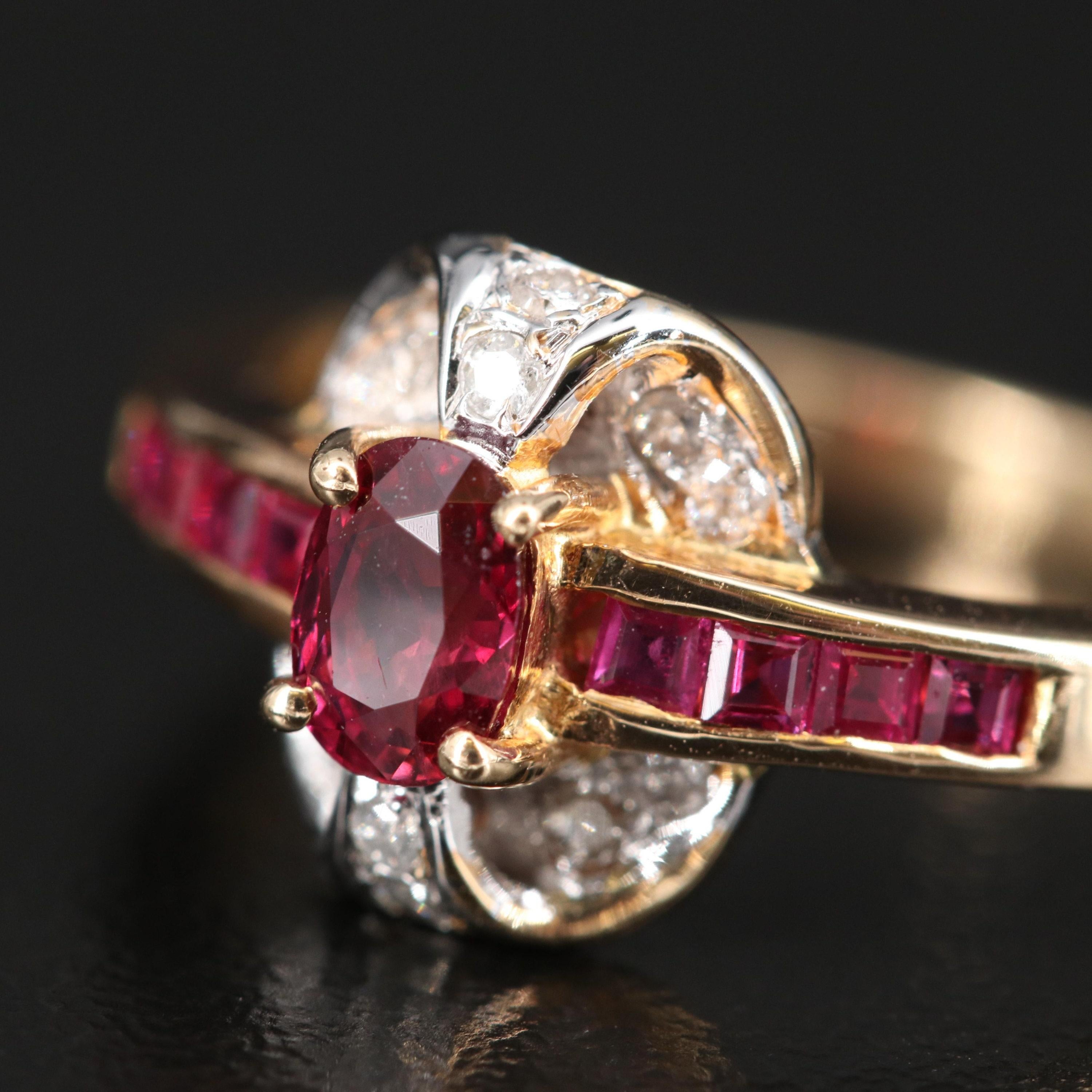 For Sale:  Oval Cut Ruby Diamond Engagement Ring, Victorian Ruby Yellow Gold Wedding Ring 5