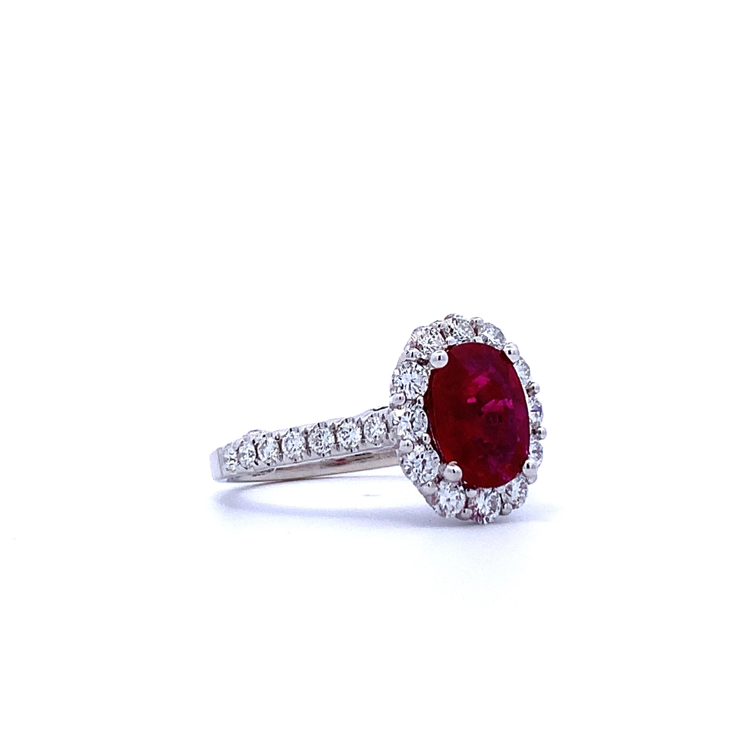 Aesthetic Movement Oval Cut Ruby Halo Ring