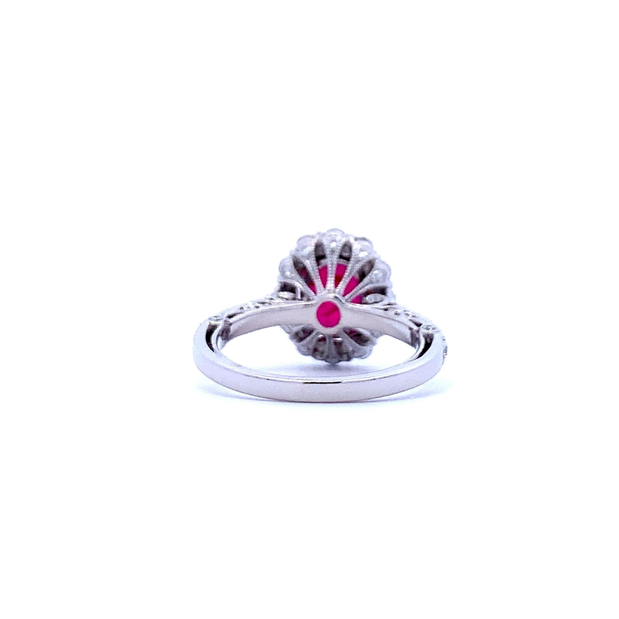 Women's Oval Cut Ruby Halo Ring