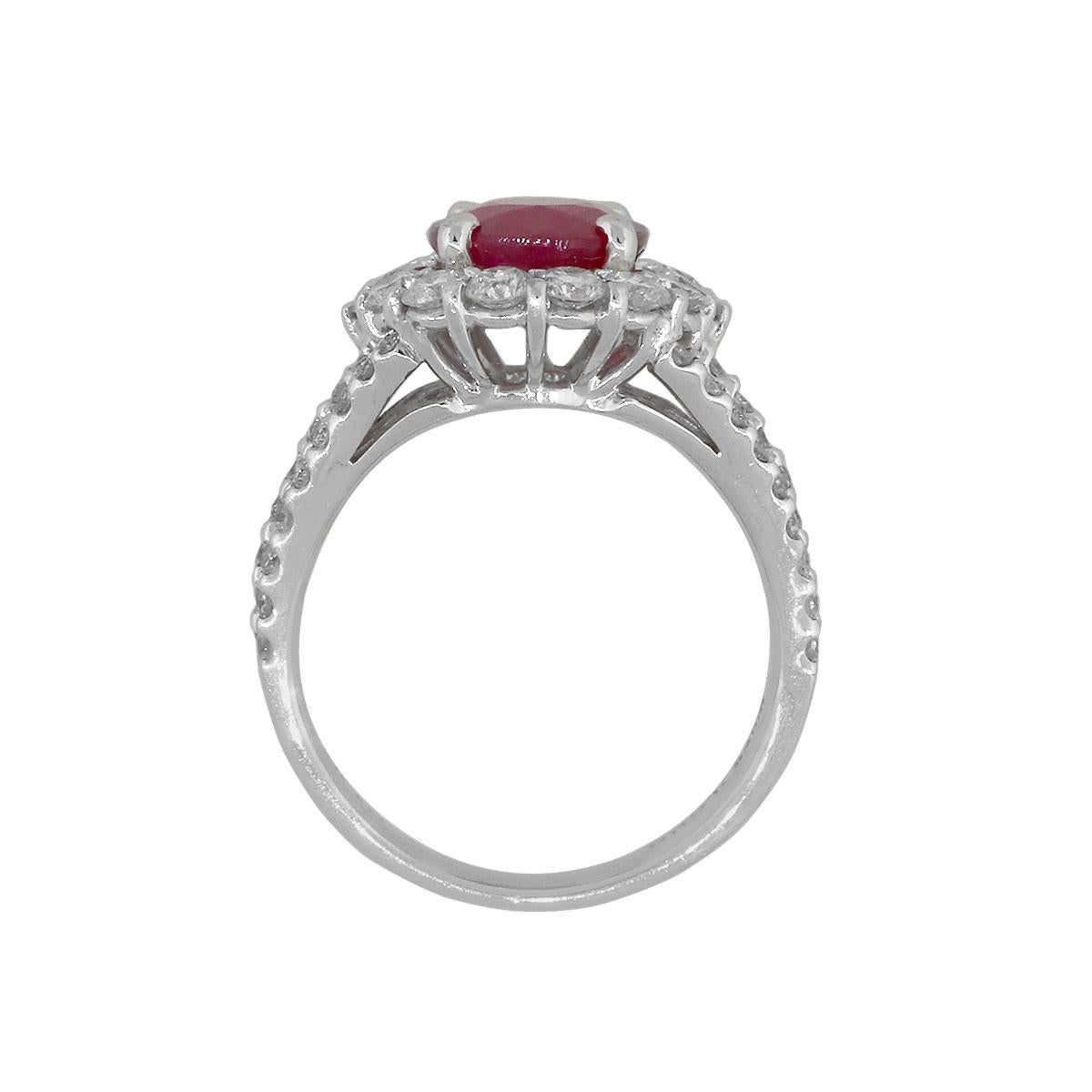 Oval Cut Ruby Ring with Diamonds In Excellent Condition In Boca Raton, FL