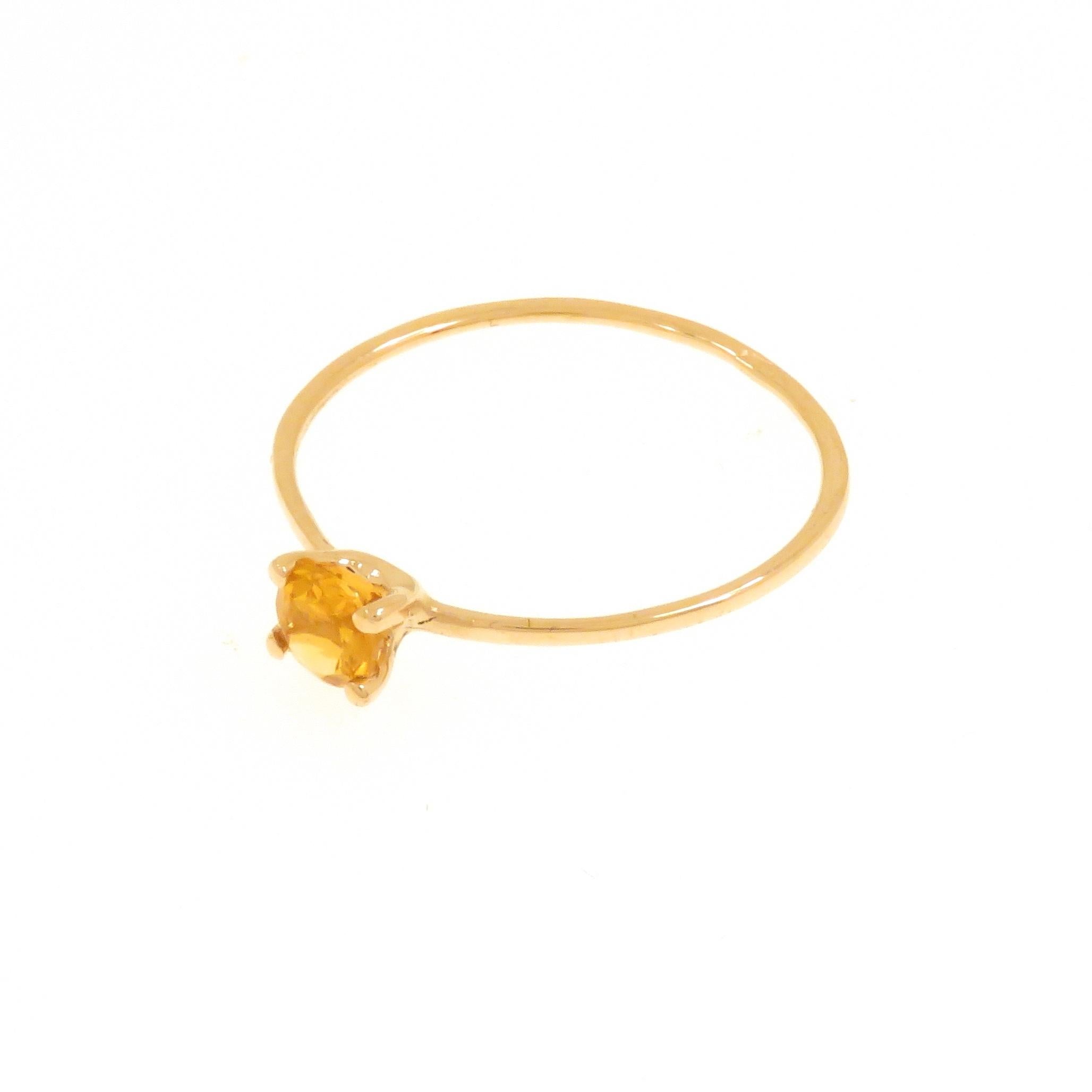 Brilliant Cut Citrine 9 Karat Rose Gold Ring Handcrafted in Italy For Sale 2