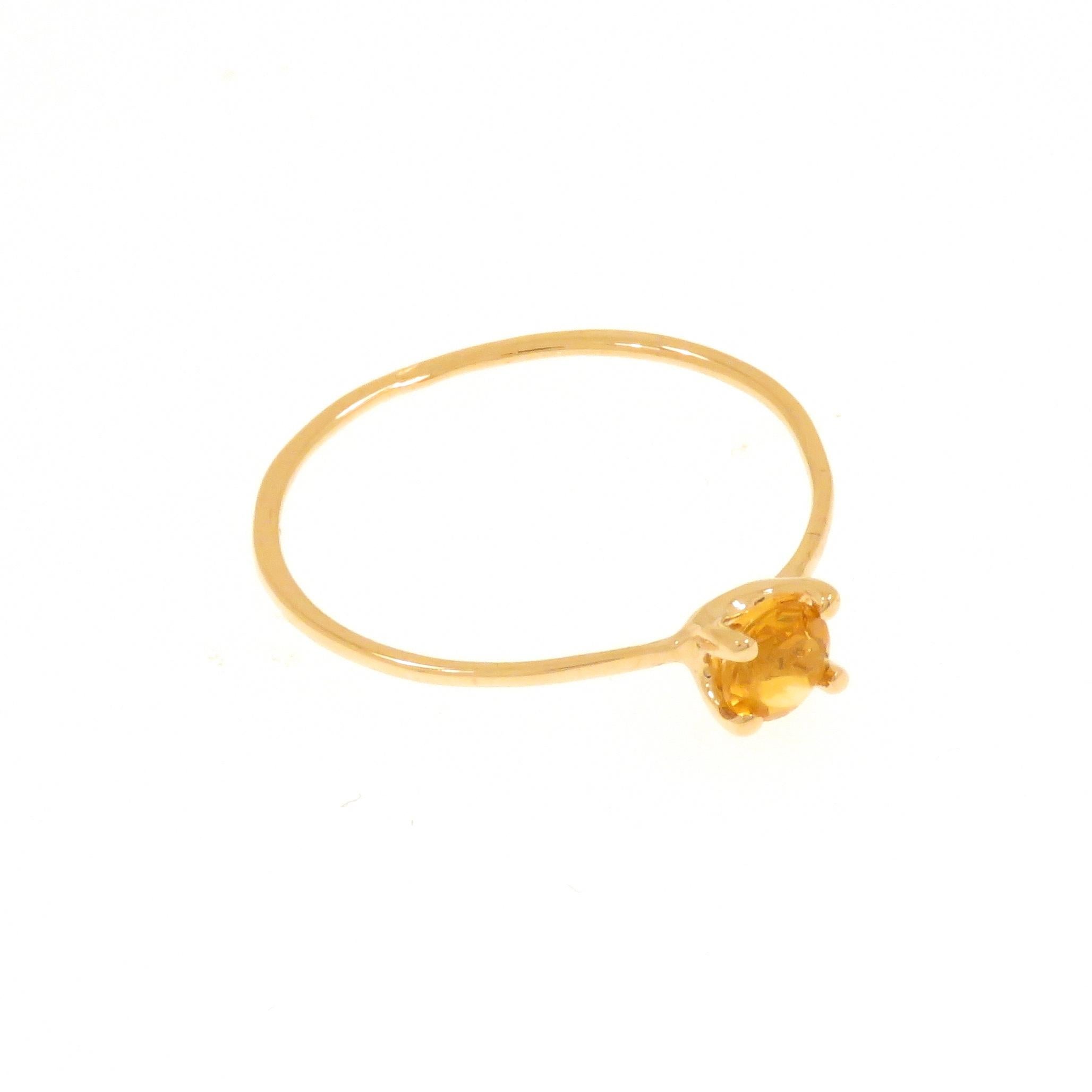 Brilliant Cut Citrine 9 Karat Rose Gold Ring Handcrafted in Italy For Sale 1