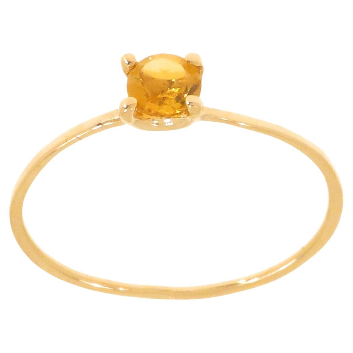 Brilliant Cut Citrine 9 Karat Rose Gold Ring Handcrafted in Italy For Sale