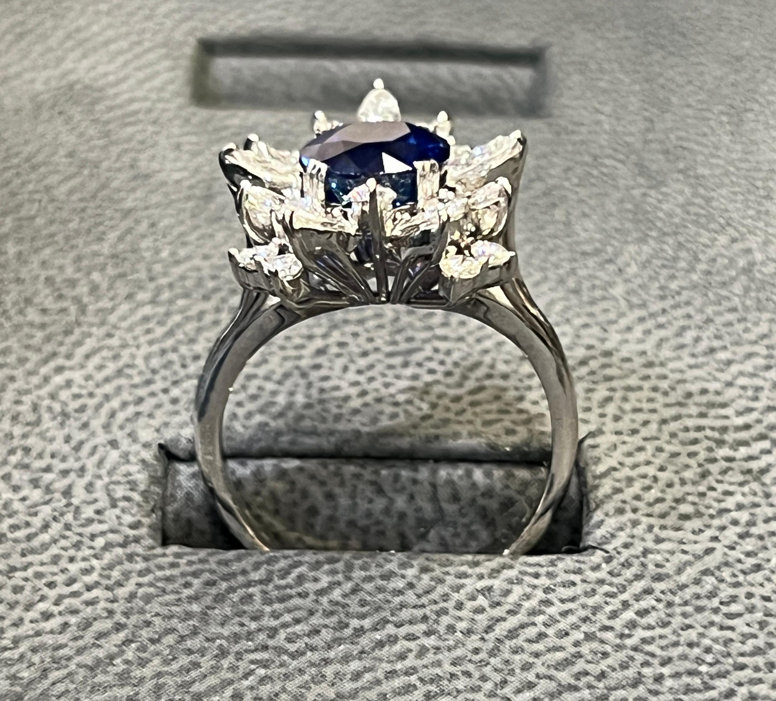 Oval Cut Sapphire & Diamond Cocktail Ring For Sale 6