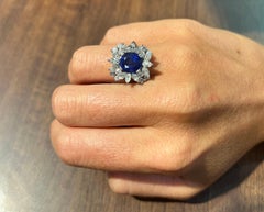 Oval Cut Sapphire & Diamond Cocktail Ring