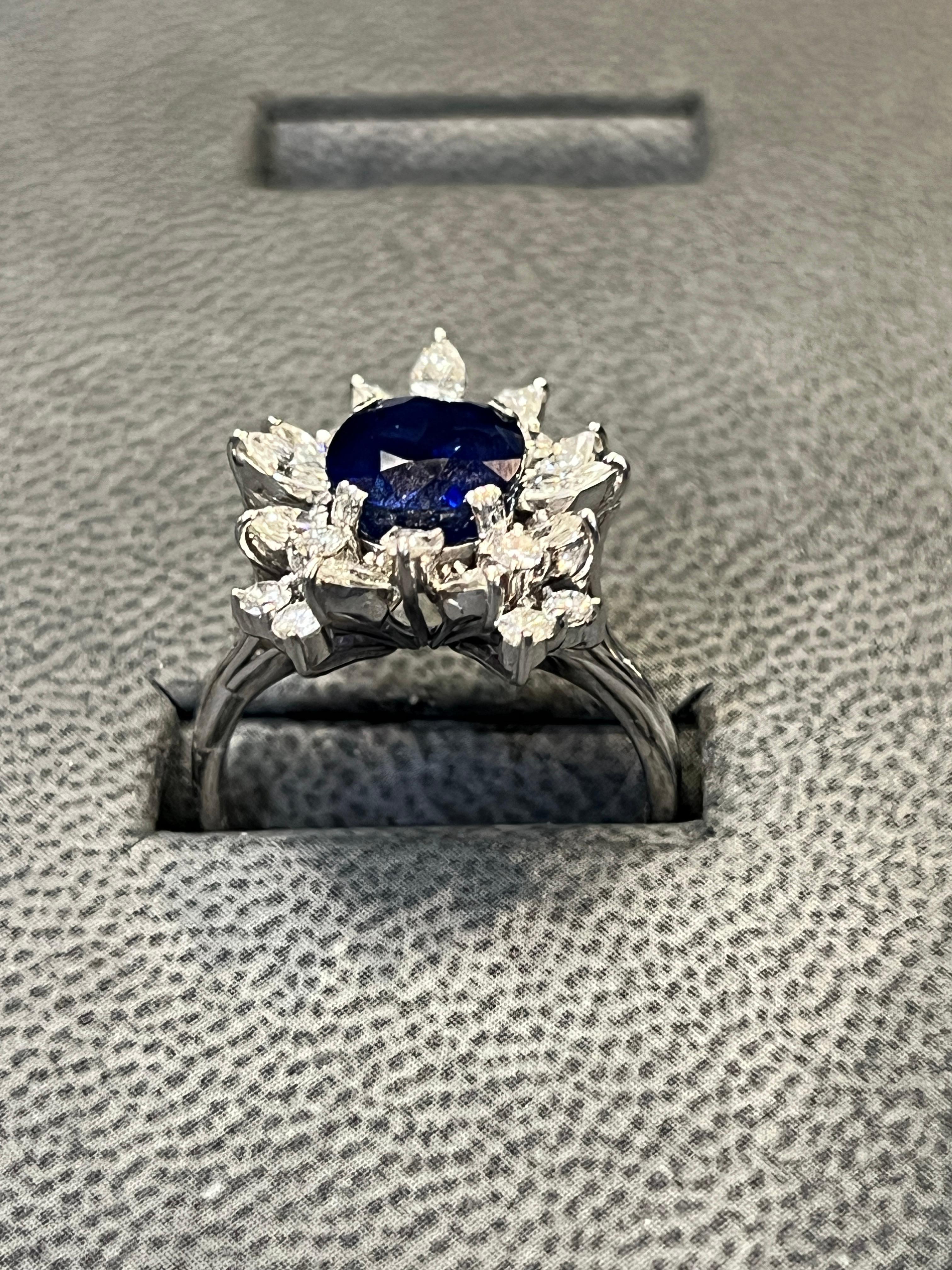 Oval Cut Sapphire & Diamond Cocktail Ring For Sale 4