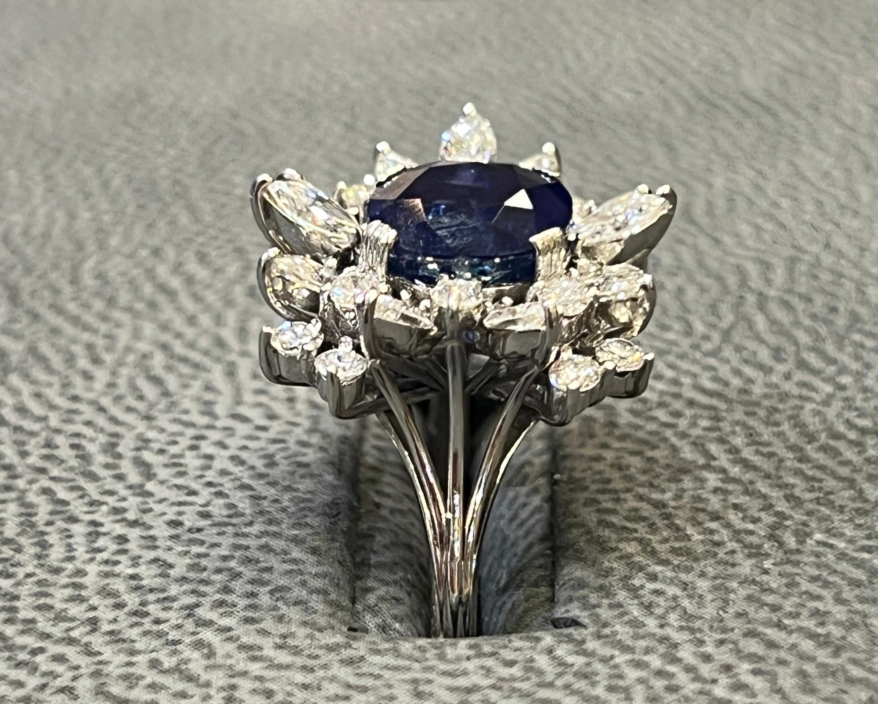 Oval Cut Sapphire & Diamond Cocktail Ring For Sale 5