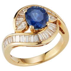 Oval Cut Sapphire & Diamond Cocktail Ring