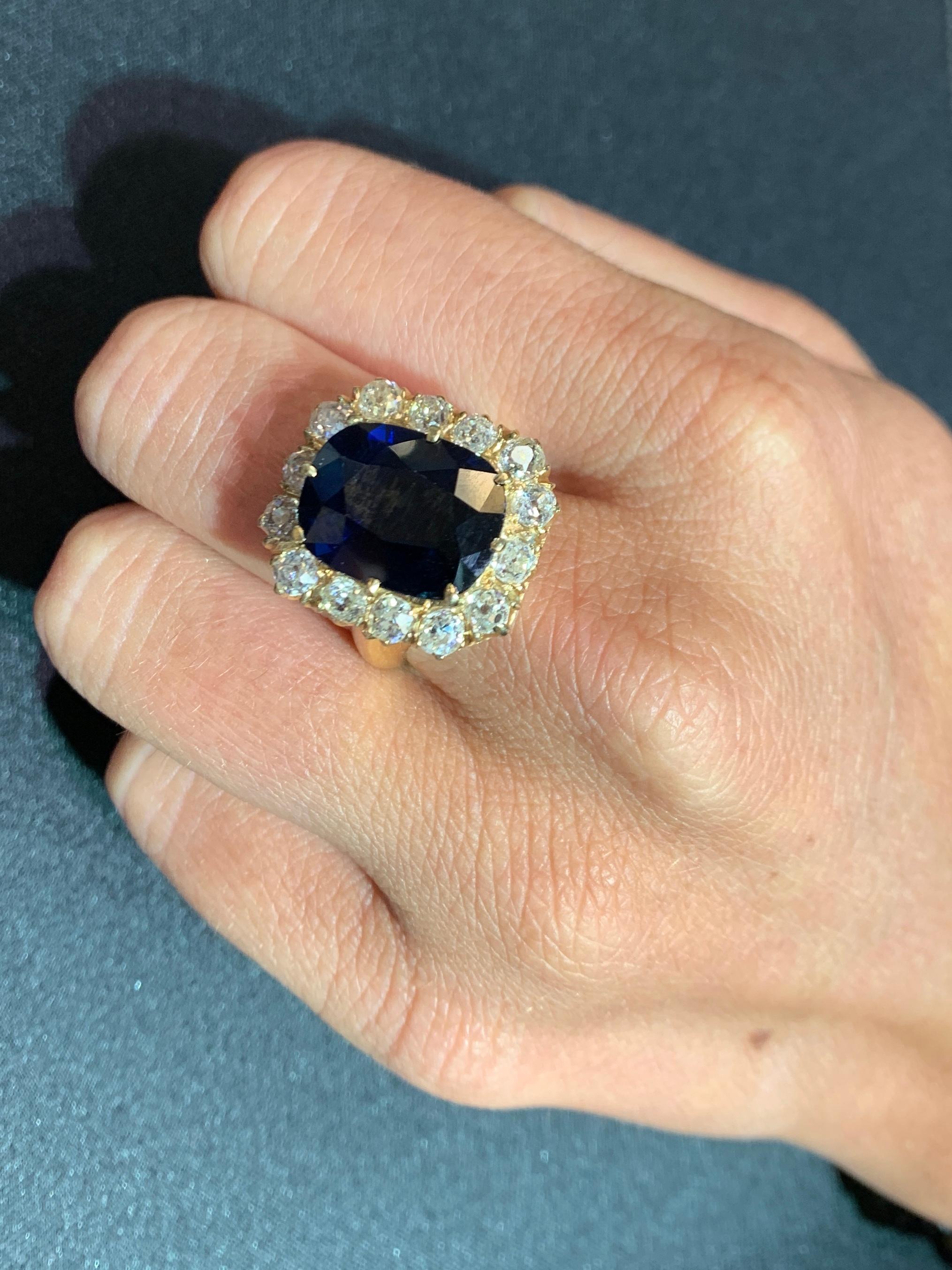 Oval Cut Sapphire & Diamond Halo Ring  In Excellent Condition In New York, NY
