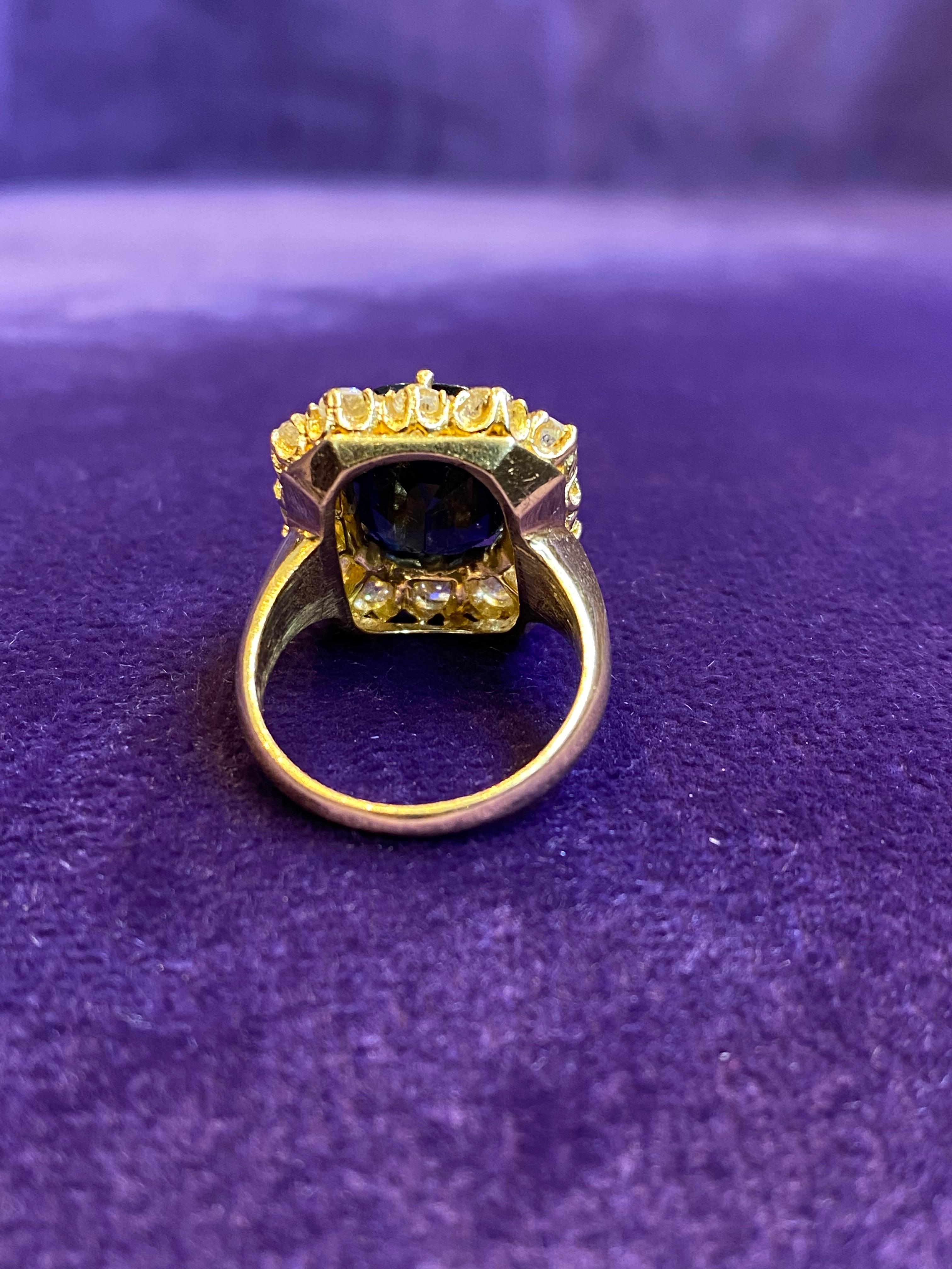 Oval Cut Sapphire & Diamond Halo Ring  1