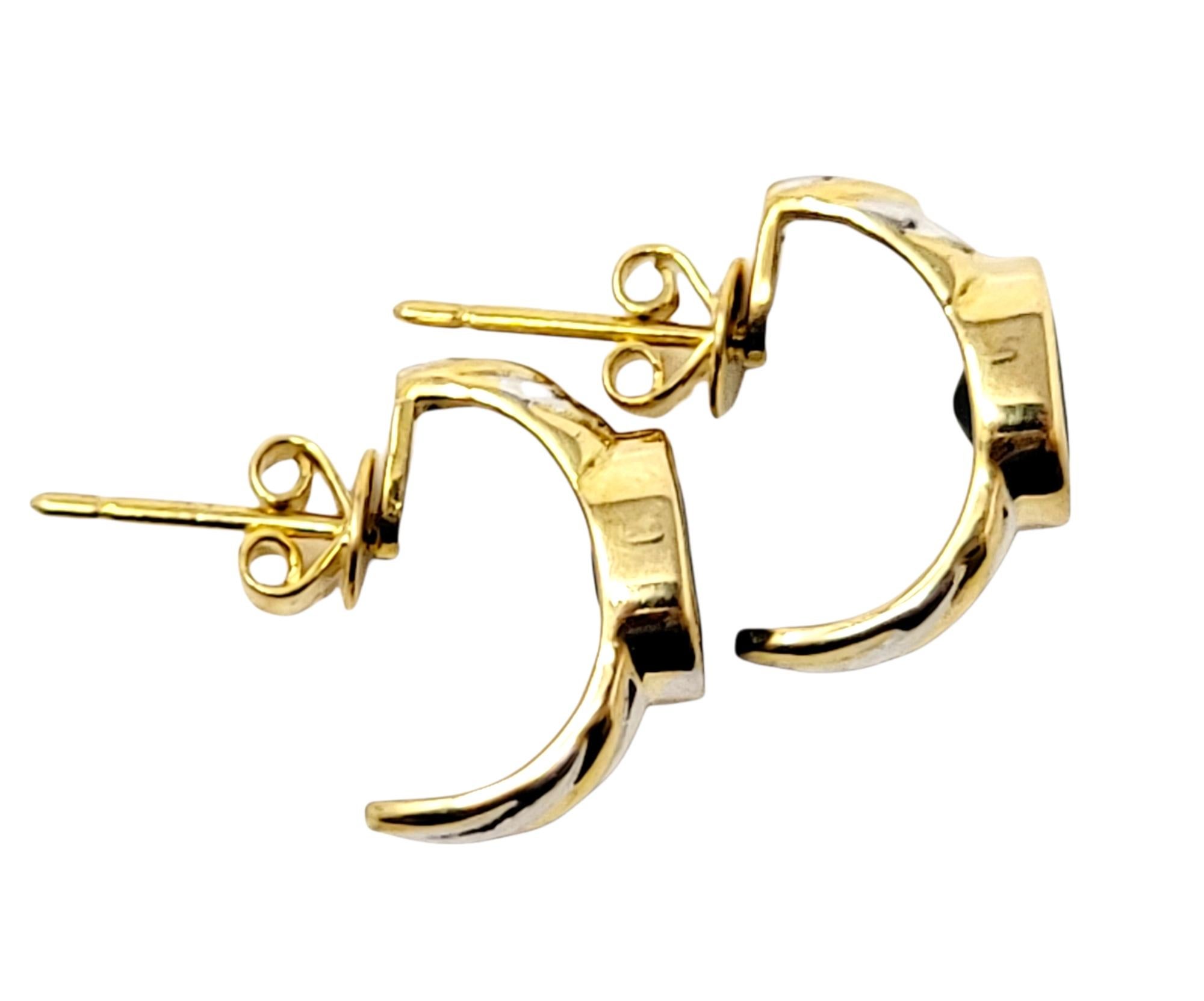 Oval Cut Sapphire Half-Hoop Twist Earrings in 18 Karat Yellow and White Gold For Sale 5