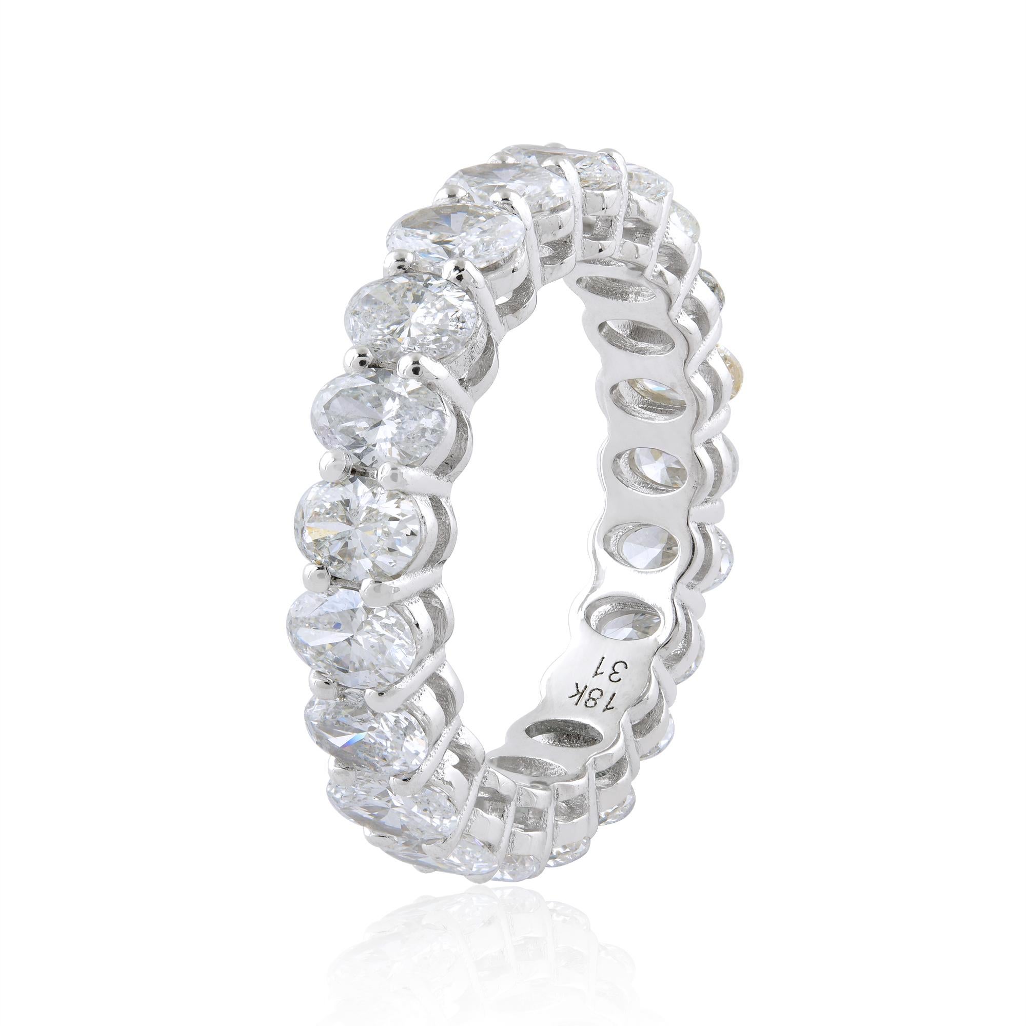 En venta: Anillo de pedida de matrimonio de diamantes corte oval SI/H 3,58 ct 18k macizo Joyería fina  3