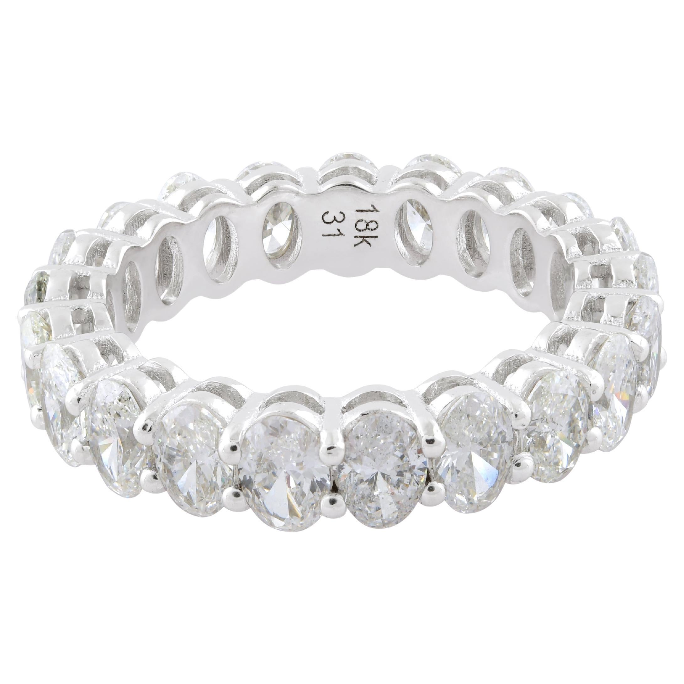 Anillo de pedida de matrimonio de diamantes corte oval SI/H 3,58 ct 18k macizo Joyería fina