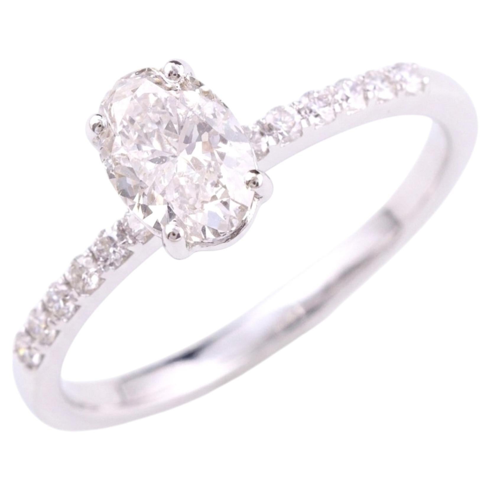 Oval Cut SI/H Natural Diamond Solitaire Engagement Ring 14 Karat White Gold
