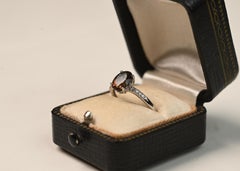 1.20 Carat Oval Cut Smoky Quartz Ring. Diamond Accent Engagement 14k White Gold