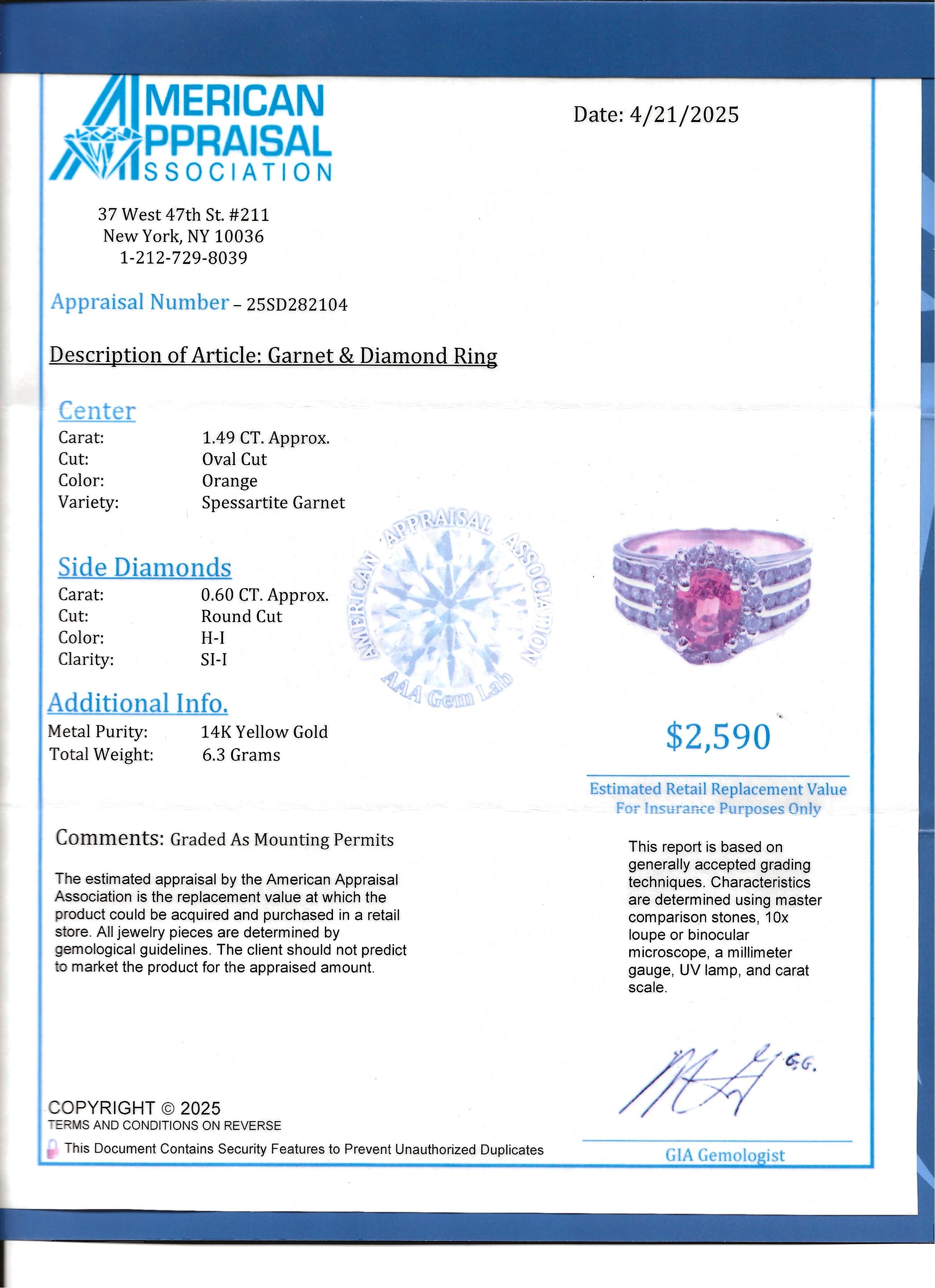Oval Cut Spessartite Garnet and Diamond Halo Wide Band Ring 14 Karat Yellow Gold For Sale 7