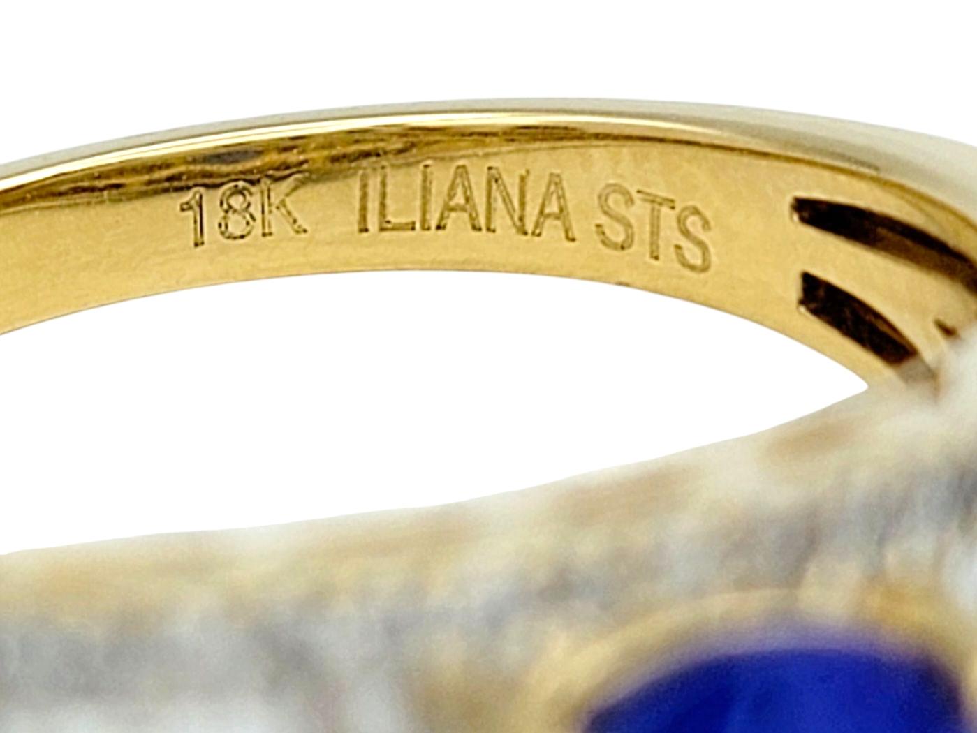 Bague large en or jaune poli 18 carats avec tanzanite de taille ovale et diamants en vente 1