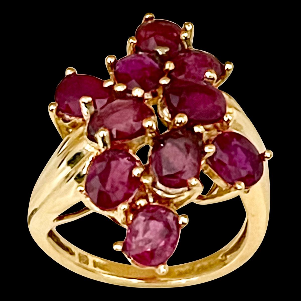Oval Cut Treated Rubies 3.5 Ct 14 Karat Yellow Gold Ring, Size 7
Theses rubies are treated
 prong set
14 Karat Yellow Gold: 6  gram
Ring Size 7 ( can be altered for no charge )
Simple ring for the people  who don't like bling of diamonds
Closeout