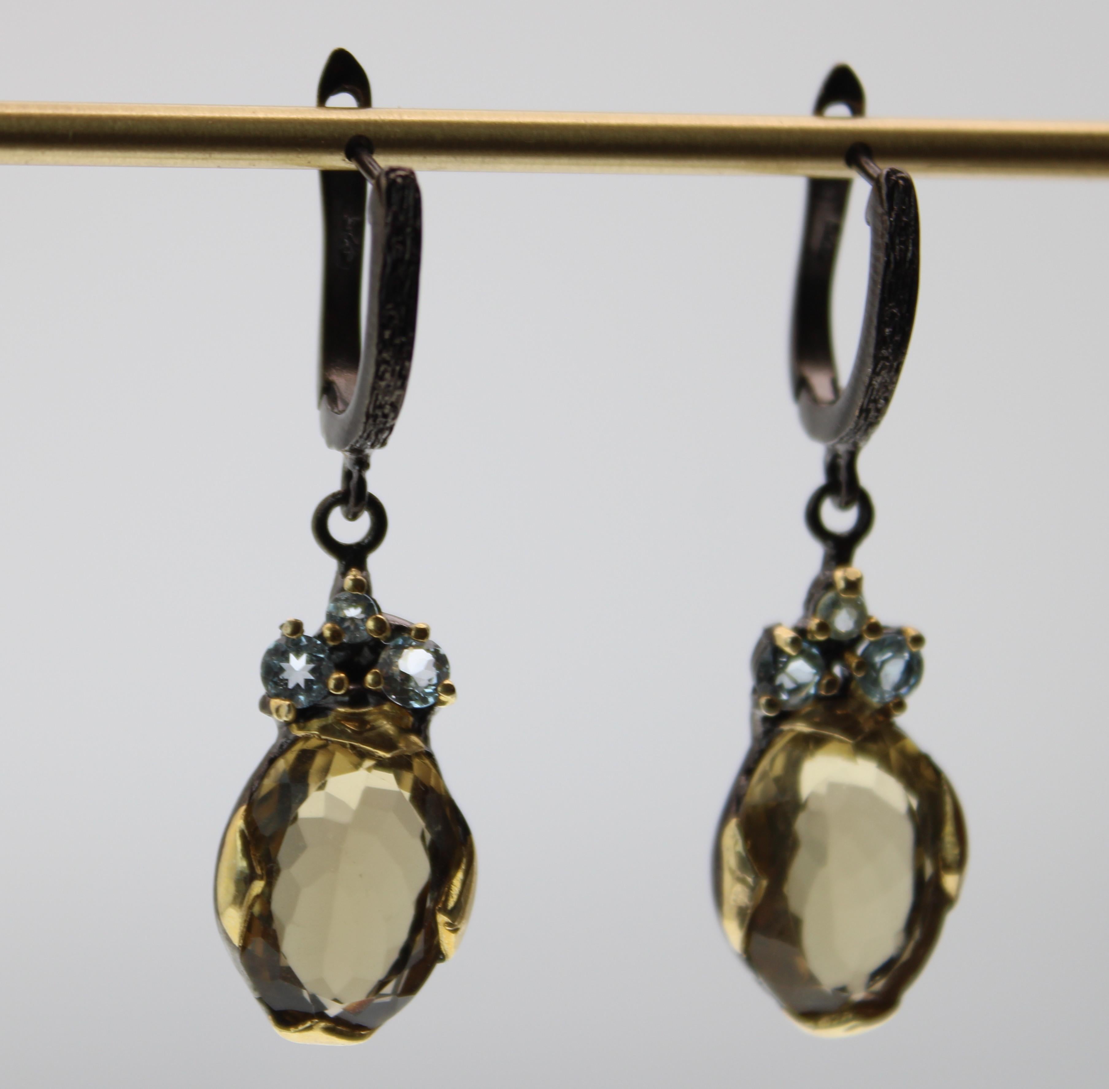 lemon quartz drop earrings