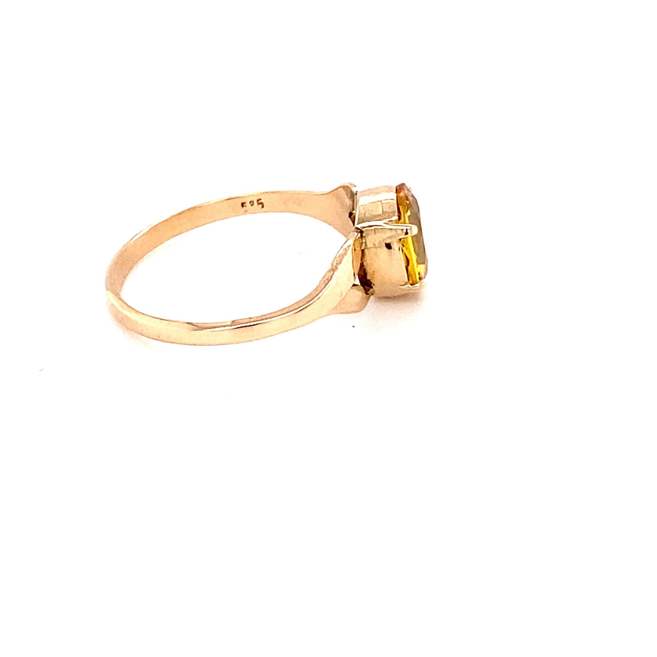 Oval Cut Yellow Sapphire Yellow Gold Ring For Sale 11