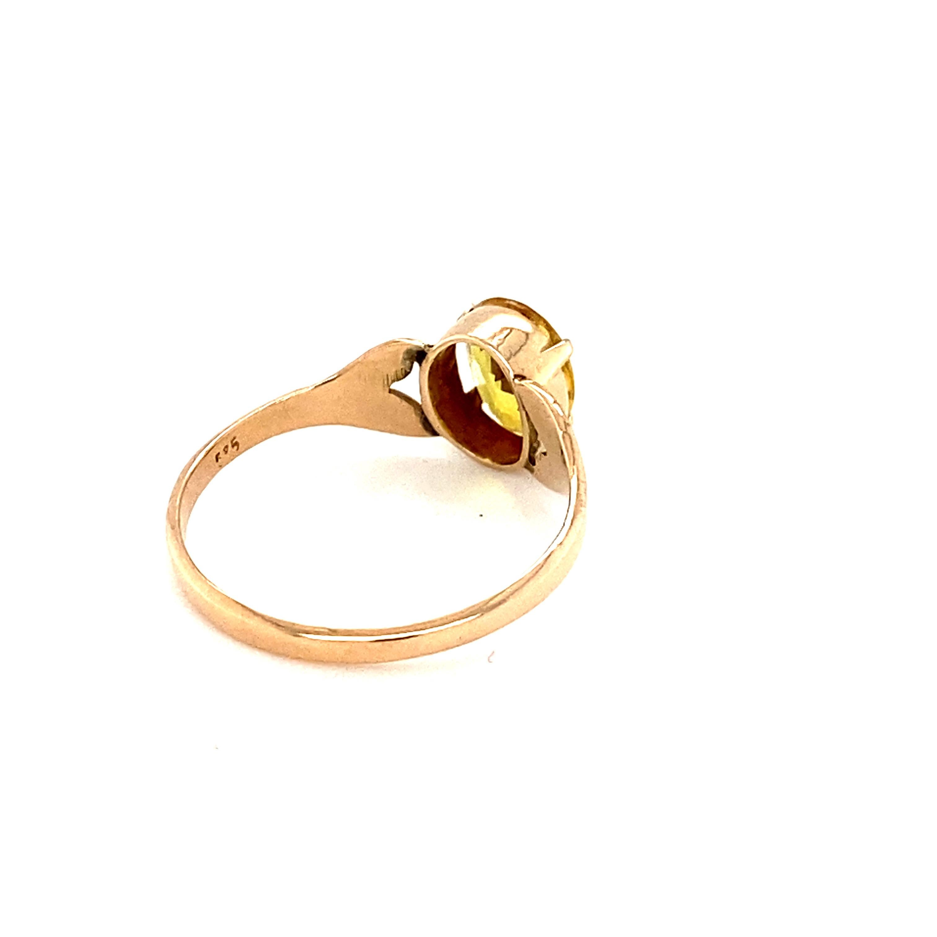 Oval Cut Yellow Sapphire Yellow Gold Ring For Sale 3