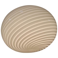 Lampadario ovale De Majo 1970s Design italiano Vetro a spirale