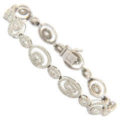 Oval Design Diamond Bracelet w/ 3.0 CTW of Diamonds in 14K White Gold