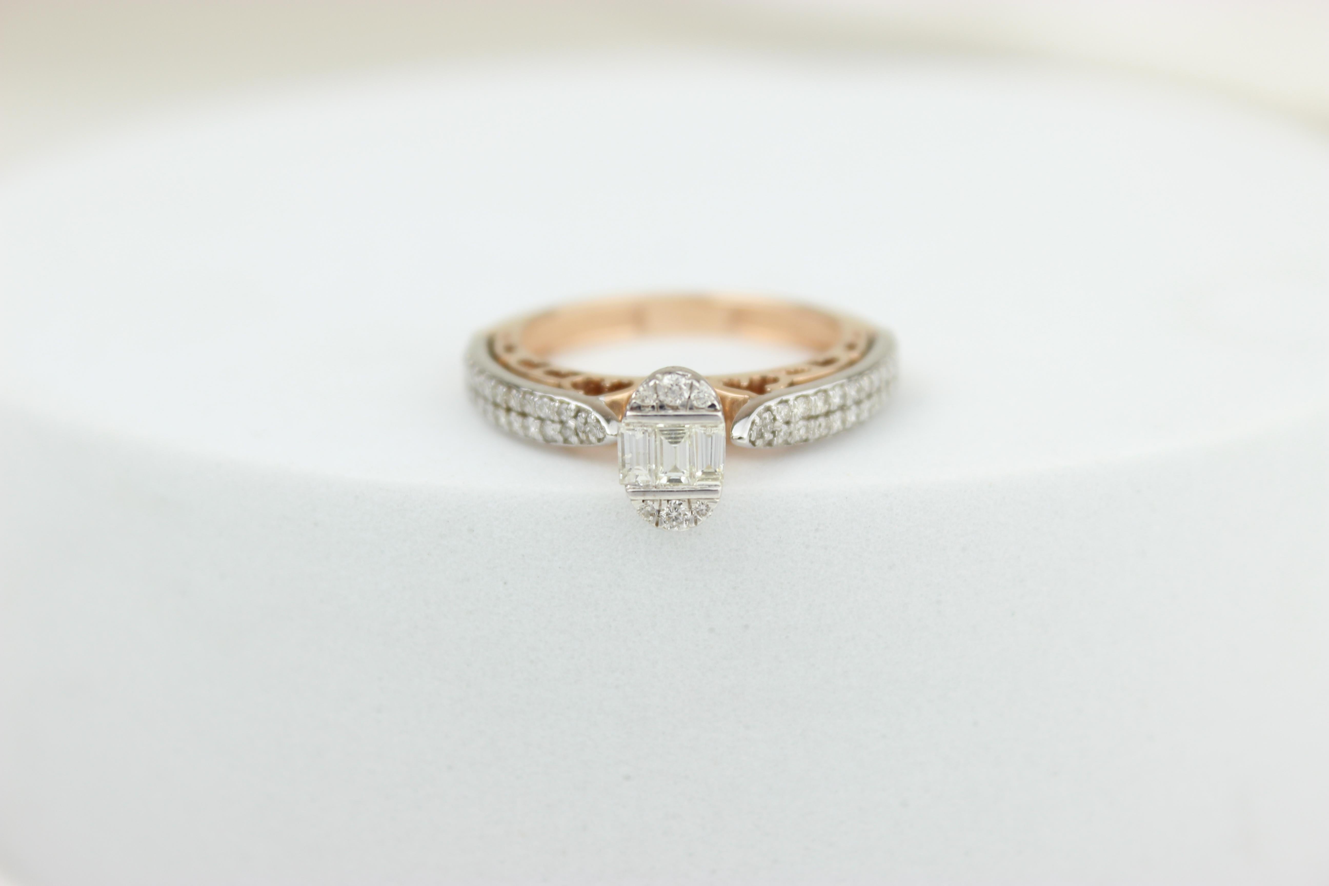 For Sale:  Oval Design Diamond Ring With Illusion Setting in 18k Solid Gold 11