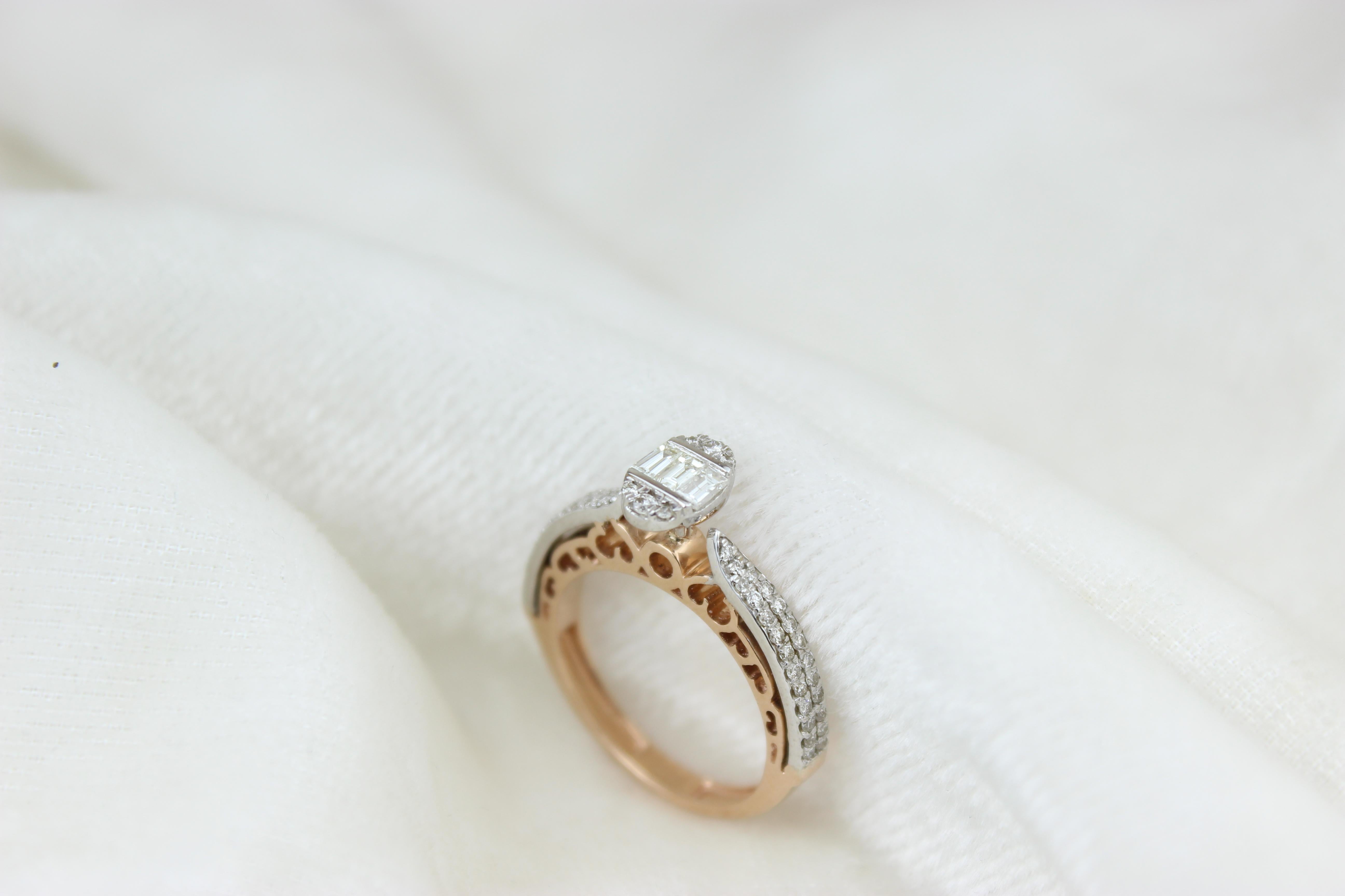 For Sale:  Oval Design Diamond Ring With Illusion Setting in 18k Solid Gold 13