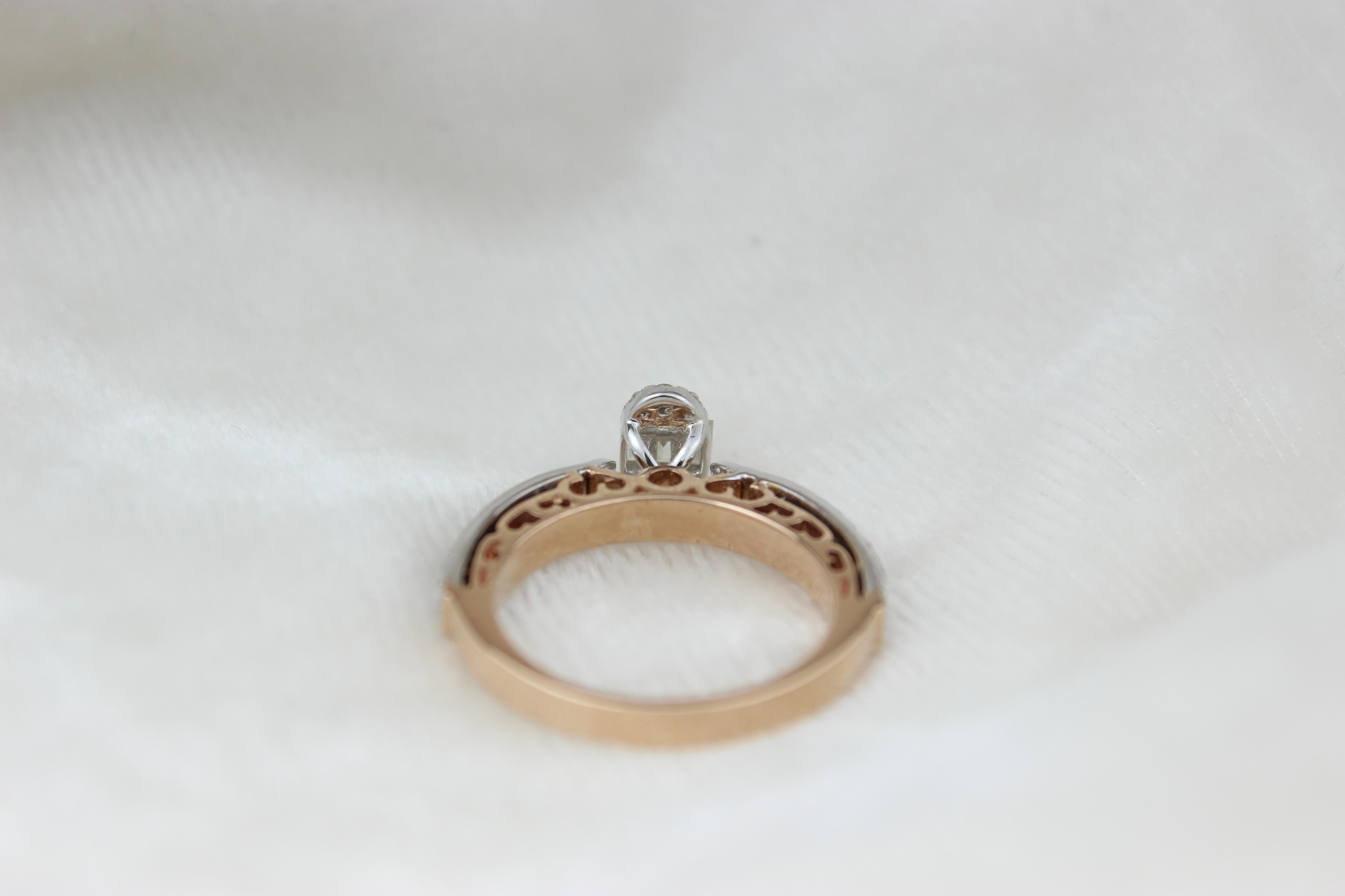 For Sale:  Oval Design Diamond Ring With Illusion Setting in 18k Solid Gold 14
