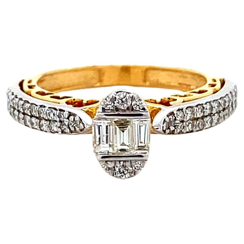 For Sale:  Oval Design Diamond Ring With Illusion Setting in 18k Solid Gold 2