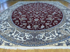 Oval Design Persian Nain 250 Kpsi Mansion Size Wool and Silk Rug
