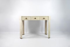 Oval Desk in Natural Shagreen and Brass by Ginger Brown