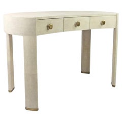 Oval Desk in Natural Shagreen and Brass by Ginger Brown