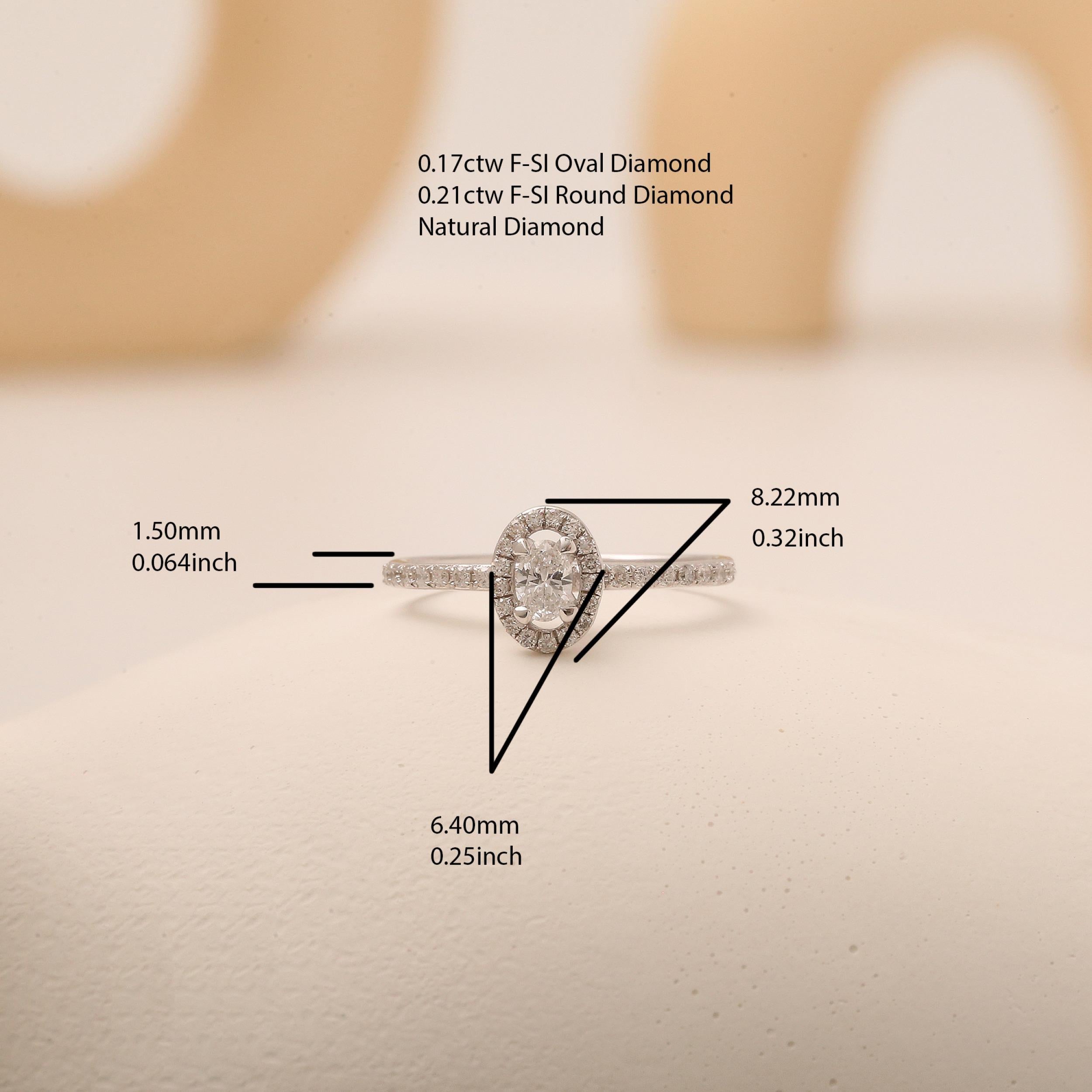 Ovaler Diamant 0,38 Karat Ring (Rundschliff) im Angebot
