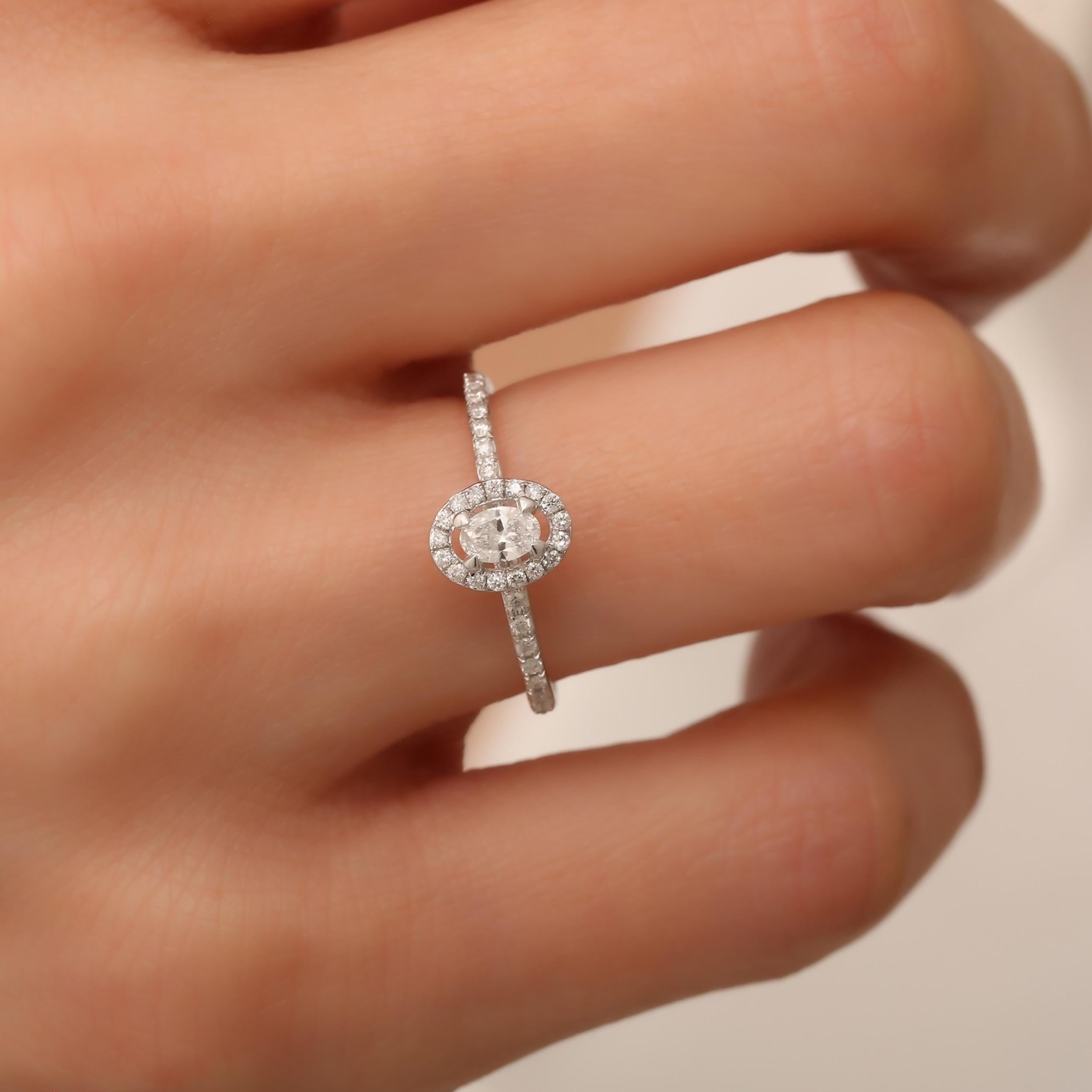 Ovaler Diamant 0,38 Karat Ring Damen im Angebot