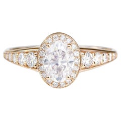 Oval Diamond 0.98ct Vintage Diamond Band Delicate Engagement Ring, "Donna"