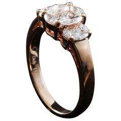 Oval Diamond 1 Carat Illusion Bridal Ring in 18 Karat Rose Gold