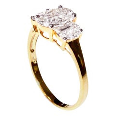 Oval Diamond 1 Carat Illusion Bridal Ring in 18 Karat Yellow Gold