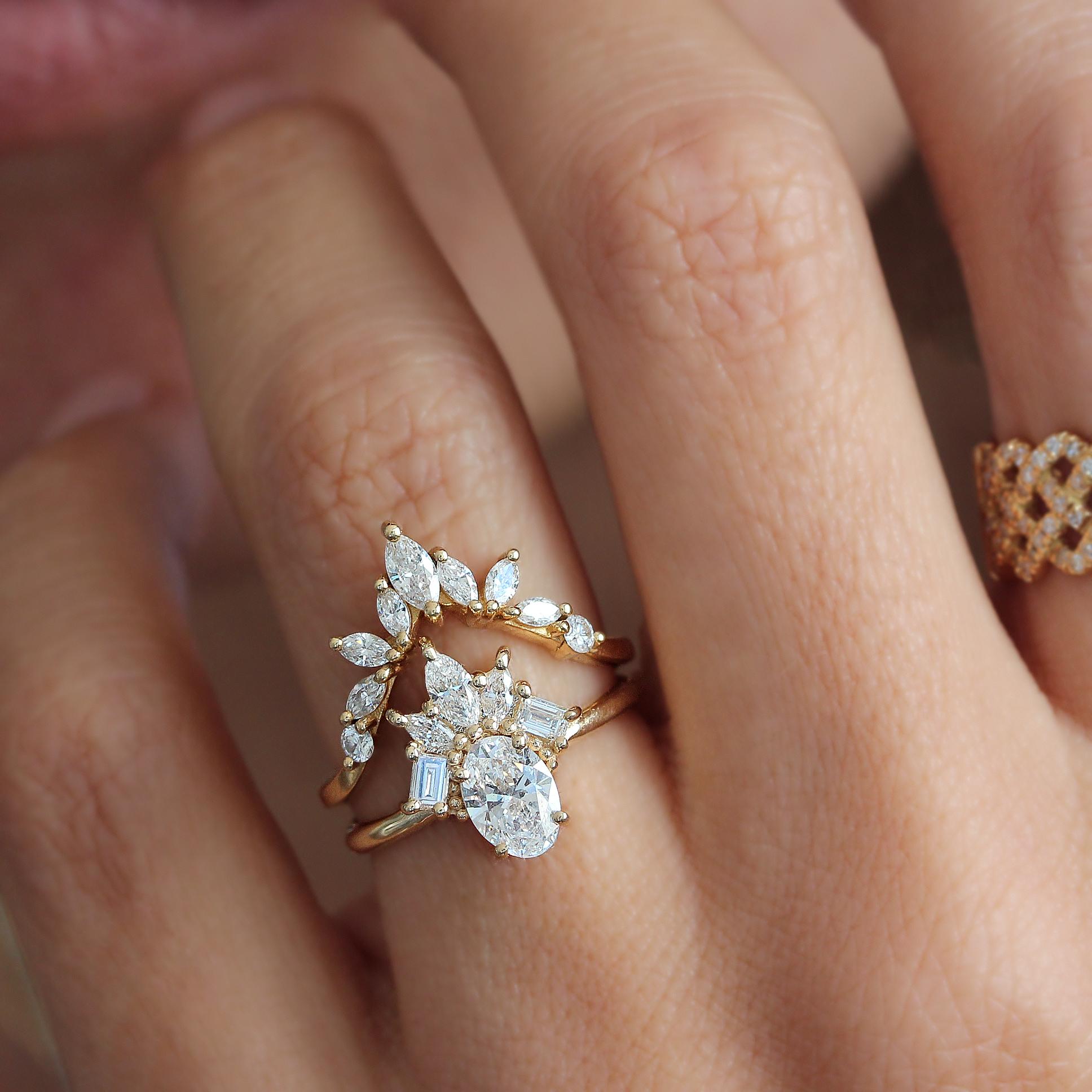 Beautiful oval shape diamond unique engagement ring, 