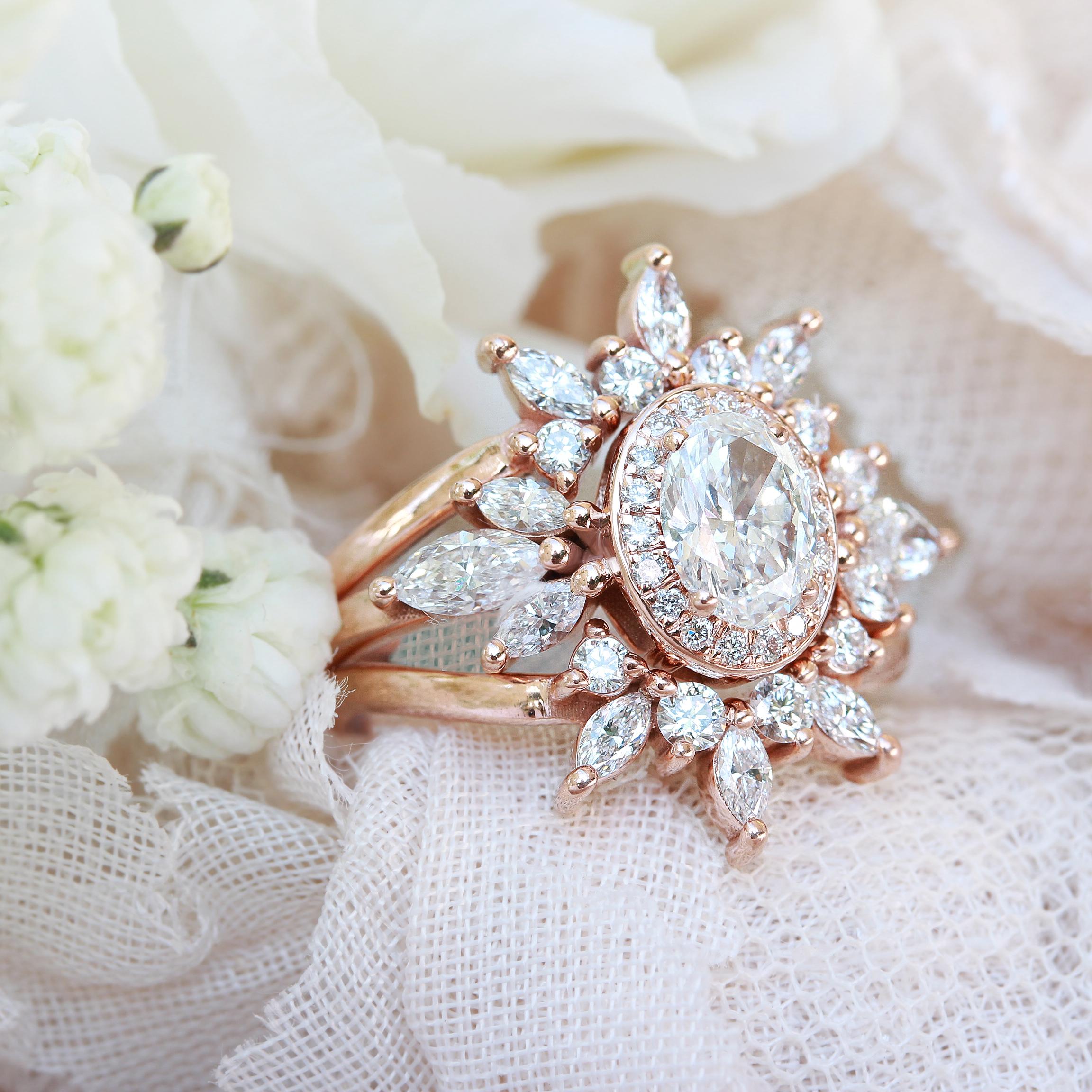 Art Deco Oval Diamond 1.30ct Unique Engagement Ring, 