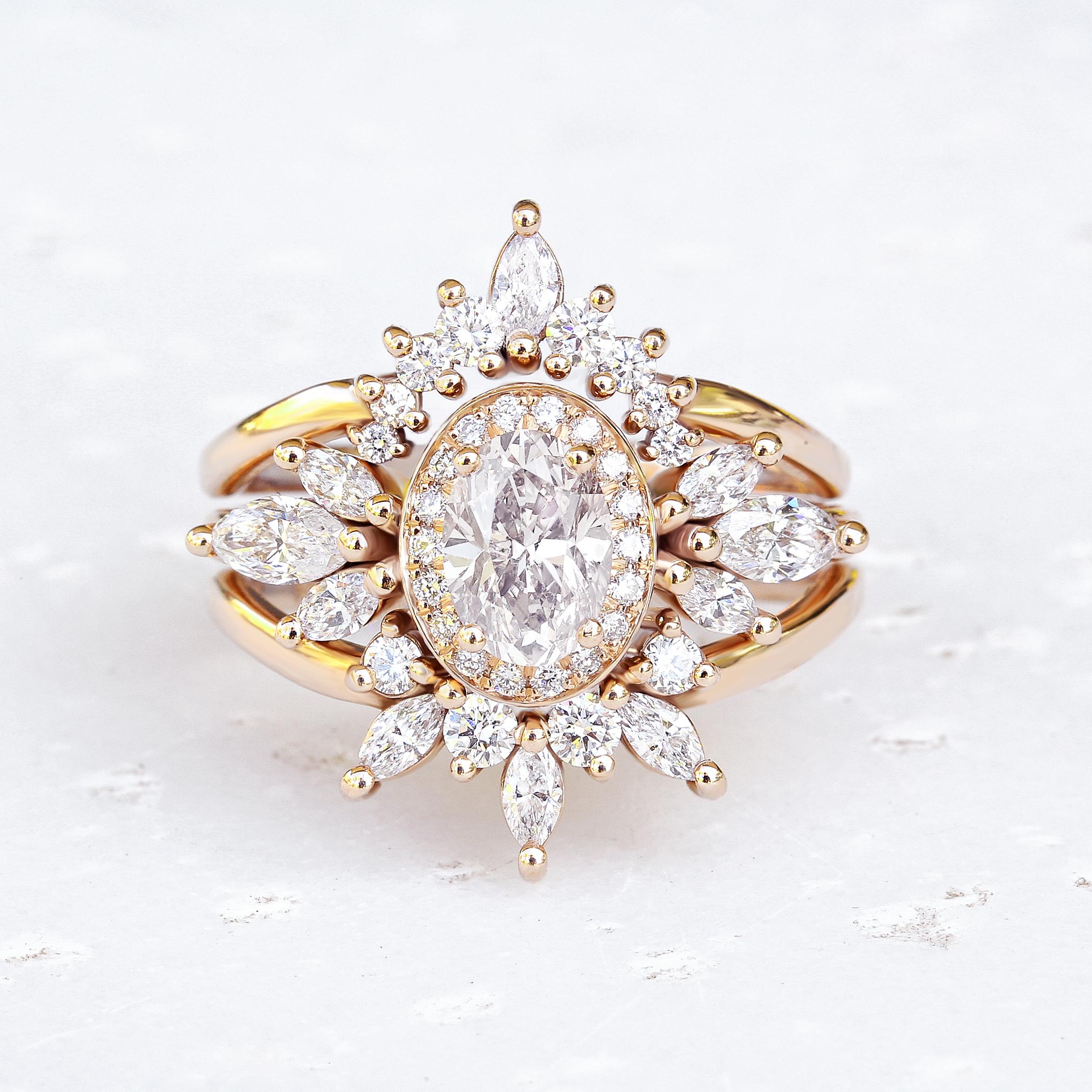 Women's Oval Diamond 1.30ct Unique Engagement Ring, 