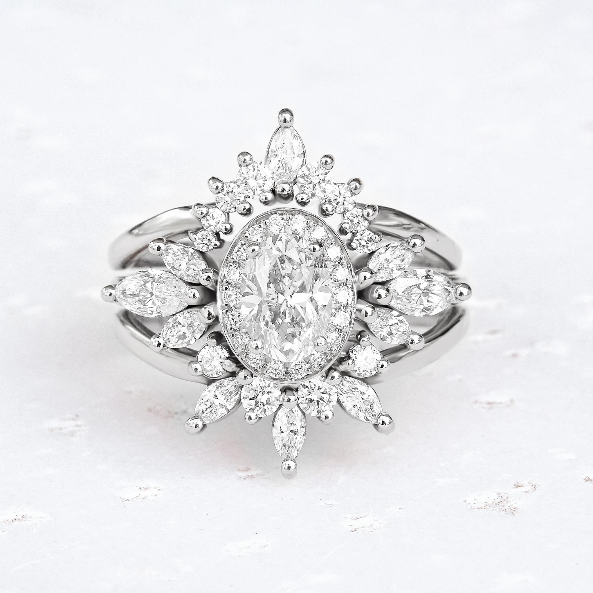 Oval Diamond 1.30ct Unique Engagement Ring, 