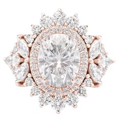 Bague de fiançailles à double halo de diamants ovales de 1,50 carat, Monaco