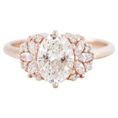 Verlobungsring mit ovalen Diamanten und Marquise-Diamanten, Alternative Braut – Rosalia