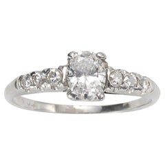 Vintage Oval Diamond and Platinum Ring, 0.51 Carat