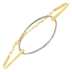 Oval Diamond Bangle Bracelet 0.39 Ct in 18K Yellow Gold
