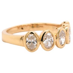 Oval Diamond Bezel Partway Band, 1.18 total carat